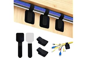 WEYSOO Kabelmanagement Schreibtisch, 50 Stück Klettband Selbstklebend Kabelhalter, Verstellbarer Nylon Klettverschluss Kabel Organizer für Schreibtisch Ladekabeln Nachttisch Büro