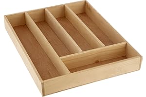 PREMIER Housewares 1103912 Portaposate in Legno di Betulla, 5 Compartimento, 5x30x38 cm