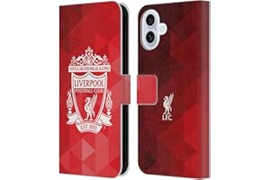 Head Case Designs Officially Licensed Liverpool Football Club Red Geometric 2 Crest 1 Leather Wallet Case Compatible With Apple iPhone 16 Plus