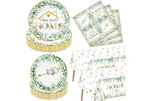 XJLANTTE Housewarming Party Decorations - 122pcs Home Sweet Home Party Tableware Set, House Warming Tablecloth, Housewarming Key Plates and Napkins for Welcome Home New Home Wedding Decoration, Serve 40