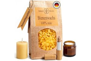 ‎IMKEREI SIEVERS Bienenwachs Pastillen für Kosmetik, Kerzen & Wachspapier - Naturrein aus Deutschland - Ideal als Kerzenwachs zum gießen, für Seife & Holzpflege - 100g Wachs Granulat Beeswax Candle Wax - Nordbienchen