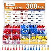 NUTKIT 300Pc Electrical Terminals, 17 Types, 0.5-16mm&sup2; Electrical Tips | Having Box, Electrical Terminals with Insulated, for