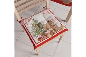 PETTI Artigiani Italiani - Cuscini per Sedia Cucina Natalizi, Cuscini Sedie Natale Set da 6 Pezzi, Cuscini Coprisedie Natalizi in Microfibra con Laccetti, 100% Made in Italy