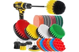 AISENNO Cepillo Taladro Limpieza Kit, Cepillo para Taladro Eléctrico, Multifuncional Cepillos Taladro Suave para Limpiar Coche, Baño, Cocina, Azulejos,Sofá, Parrilla(28, Multicolor)