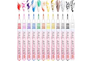 LEDSUUEI Nagellack Stift Set, 12 Farben, Nailart-Graffiti-Stift, Nagelzeichenstift, wasserfeste 3DNagelkunststift, Nagellackstifte, Nagelpunktierwerkzeuge, Acrylfarbstifte, Zeichen- und Malpunkt