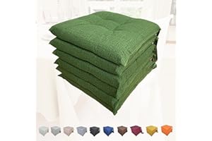 Intimitaly Set 6 Cuscini Sedia Con Lacci 4 Punti Comodi Made in Italy in Cotone Imbottiti e Spessi 6 Cm (Verde Scuro)
