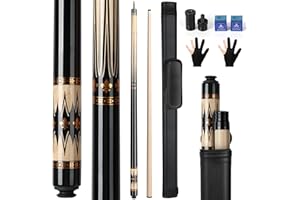 AKLOT Stecca da Biliardo,Set di Stecche da Piscina da 58" per Sdulti Canadesi in Legno di Acero Stecca da Biliardo 18 19 20 21 Once(510-595g)