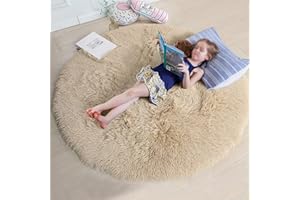 GE CHENG Tappeto Rotondo Tappeto Peloso, Morbido e Antiscivolo, a Pelo Lungo, per Salotto, tavolino Salotto, Camera da Letto, Computer, Sedia, Super Morbido, (Tè al latte, 100 cm)