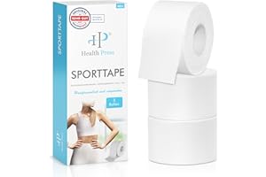 ‎HEALTH PRESS Health Press Sporttape - 3 Tape Rollen (3,8cm x 10m) - Sporttape weiß - reißbares Profi Sport Tape - Sport Tapeverband für alle Sportarten