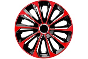 NRM Lot de 4 enjoliveurs Extra forts Noir/Rouge 15"