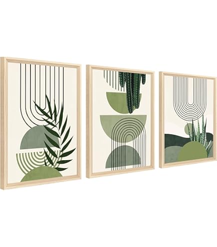 Novart Cuadros Playa Mar Boho - CON ESTILO, SIN NECESIDAD DE MARCO - Moderne Collage Azul Beige - Sala de estar Dormitorio Pasillo - N034763b