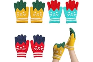 Bekecidi 3 Paires de Gants D'hiver pour Enfants, Gants Tricotés Chauds pour Chat Mignon, Mitaines pour Enfants, Ggants Complets, Gants Extensibles pour Garçons et Filles de 6 à 12 Ans