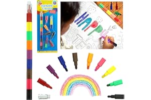 HOVUK 18PCs Swap Point Crayons Rainbow Pencils, Stackable Crayons, Colouring for Toddlers, Easter crayons, Mini Colouring Pencils for Party Bags