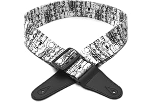 Elagon New Look (NLB) Moderner Schwarz-Weiß Gitarrengurt für Elektrische Gitarre, Akustische Gitarre oder Bassgitarre.