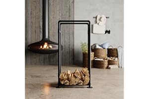 Pamo Brennholzregal und Holzregal | OTTO | aus stabilen Rohren im Industrial Loft Design | Stapelhilfe Brennholz innen | Kaminzubehör | Kaminholzregal innen