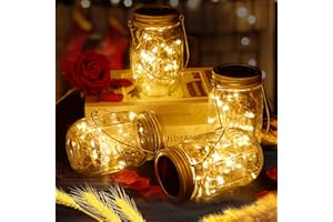 ENCOUN 4PCS Lanterne Solaire Exterieur Jardin, 30 LED Lanterne Lampe Solaire Exterieur, IP65 Imperméable à l'eau Mason Jar Lampes, Lampe Solaire Exterieur Jardin pour Cour, Mariage, Noel, Fête