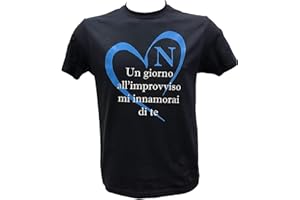DND DI D'ANDOLFO CIRO T-Shirt Maglia Blu Calcio Napoli Coro Un Giorno all'improvviso Cuore, Stampata Direttamente su Tessuto Taglie da Uomo