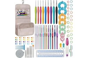 RealPlus 105 pzas Set de Crochet, Ganchillo para Principiantes, Set de Accesorios de Ganchillo para Todos los Proyectos de Tejido, Regalo para Madre, Hermana, Amiga, Blanco [105 pzas]