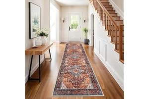 SHACOS Extra Long Runner Rugs for Hallway 60 x 300 cm Non Slip Vintage Hall Runners Narrow Rugs Washable Boho Carpet Runners for Hallway Entryway Kitchen, Red