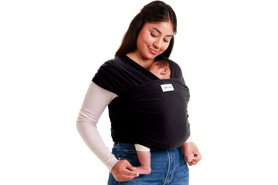 Sleepy Wrap Baby Carrier Newborn to Toddler (7-35 lbs/3-15 kg) - Hands-Free & Hip-Healthy Baby Wrap Carrier, Machine-Washable & Breathable (Black)