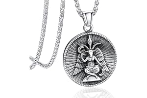 Bandmax Satana Collana Uomo Ciondolo Baphomet, 4 Stili Collana Diavolo Ciondoli per Collane Uomo Acciaio, Collana Lucifero Satanica, Collana Gioielli Uomo per Rapper Rock Hip Hop Punk