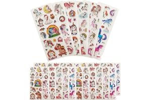 MIZT Autocollants 3D pour Enfants, Kids Stickers 450+ 3D en Relief, 30 Feuilles Autocollants de Unicorn pour Récompenser Scrapbooking, Autocollants 3D Parfait pour Une Fête Sur le Thème de la Licorne