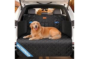 Looxmeer Protezione Bagagliaio Auto per Cani, Telo Auto per Cani con Tasca, Protezione Laterale e Paraurti, Impermeabile Antistrappo Antiscivolo, Universale per Auto, SUV, 180 x 102 cm, Nero