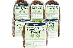 ‎LOCAWO Locawo High Protein & Low Carb Brot Box | Eiweißbrot | Voller Weizengeschmack | Vegan | ideal für eine eiweißreiche, kalorien- und zuckerreduzierte Ernährung