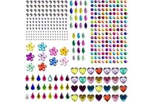 ZTXPRO Gem Stickers Self Adhesive Gems for Crafts Sparkly Flatback Assorted Shapes Jewels Bling Rhinestone Stickers Crystal Sticker for DIY