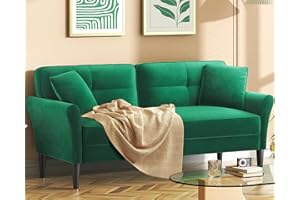 DOMUSENSUS 3 Seater Sofas 175CM, Velvet Small Sofa with 53cm Deep Seat, Modern Couch 318kg Capacity, Comfy Love Seat Tool-Free Setup, Large 2 Seater Sofa in A Box, Loveseat Couch for Living Room, Bedroom, Green