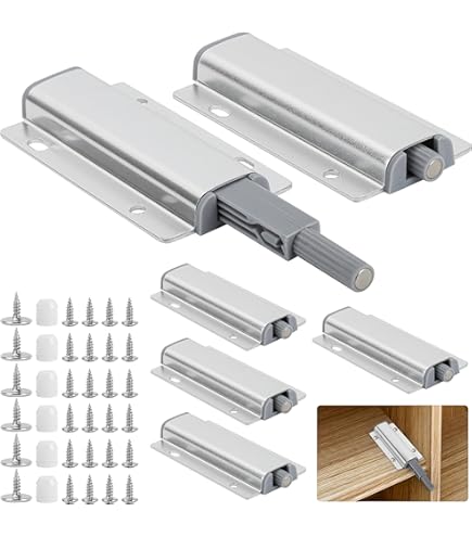 Drukdeuropener, Push to Open magneet, 4 stuks, zware belasting, kast, deuropener, tip on voor deuren, beslag, meubels, laden, drukopener, kastdeuropener, magneetsnapper