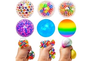 COLEESON 6 Stück Stressbälle, Anti Stress Bälle, Antistressball mit Wasser Perle, Stressball Quetschball Stressabbau Spielzeug, Squishy Balls für Kinder Erwachsene ADHS, Ostergeschenk für Kinder (A)