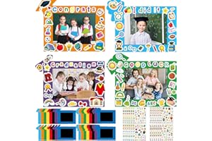 JULBEAR Graduation Picture Frame, 56PCS Graduation Crafts for Kids Included 32 Pack DIY Craft Paper Photo Frame and 24 Sheets Graduation Stickers Kindergarten Graduation Party Favors