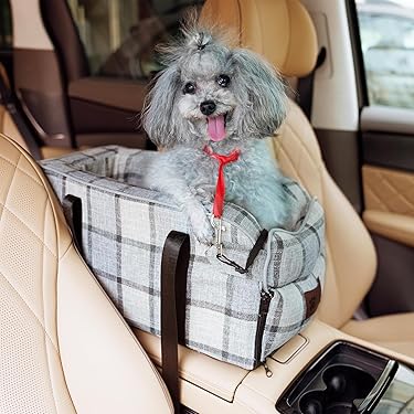 Hondenautostoel Comfortabele Transporter Voor Kleine Honden In De Auto Hondenbed Auto 55 X 55 Cm Grijs Met Veiligheidsgordel