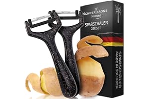 Schwertkrone® Sparschäler 2er Set [MADE IN SOLINGEN - GERMANY] - Kartoffelschäler Gemüseschäler - Spargelschäler Peeler - Schälmesser Gurkenschäler - Rechts- und Linkshand