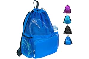 ButterFox Swimming Equipment Mesh Bag Drawstring Swim Gym Beach Backpack With Separated Waterproof Dry Compartments, Dry and Wet Separation