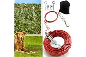 PESTAIRS Hundelaufenleine für Hunde, 30,5 m, mit 3 m langem Hunde-Läuferkabel den Garten, Camping, im Freien, langlebiges und Starkes Auslaufkabel, ideal große, mittelgroße kleine Hunde bis zu 56,7 kg