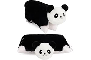 BRUBAKER Coussin Panda - 2 en 1 Peluche et Coussin - 40 x 30 cm - Déployable pour Enfants avec Velcro - Noir et Blanc