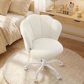 SONGMICS 360&deg; Swivel Office Chair, Plush Fabric | LAELA OBG030WD01 Dressing Table Chair, Supports 110 kg, Petal Backrest, Hei