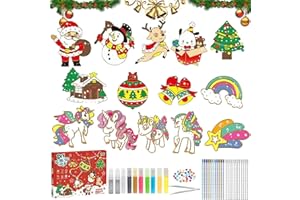 LXWINNER Pittura a colla di cristallo di Natale, DIY Window Paint Art, Set di pittura di cristallo fai da te di Natale, Ciondolo di cristallo fai da te di Natale, per la decorazione di Natale (unicorno)