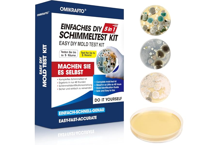 Mould Test Kit for Home - Mould Test for 5 Rooms - Mould Quick Test Room Air Kit for Indoor Air Quality - Includes Identification Guide & Instructions