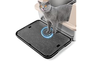 Bartuke Grande Gatto Litter Box Ramp Mat, 42x30CM Gatto Litter Tray Step Scale, Catcher lettiera per automatico autopulente Robot lettiera per gatti, ideale per i gattini e gatti anziani (Nero)