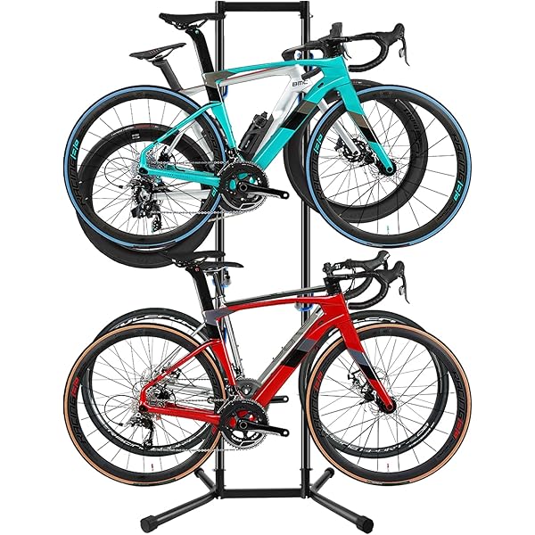 Dropship VEVOR 4 Bike Storage Rack, Free Standing Gravity Wall Vertical Bike Rack Fully Adjustable Bike Rack Garage Sturdy Steel Easy Assemble For Garage Living Room Shed Holds Up To 260 Lbs Black