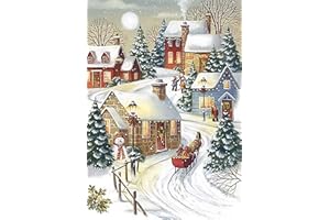 TAASMOOG Diamond Painting Kit Completo, Pittura Diamante 5D Fai da Te, Kit per l'arte del Diamante Rotondo Decorazione da Parete 30 * 40cm Il Bella Città di Neve