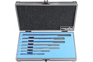 Accusize Industrial Tools Fractional Sizes 1/8" Thru 1/2" by 16th HSS M2 Premium Chucking Reamer Set, Right Hand Cut, 7pcs/Set, 5528-SH00