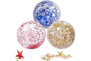 LUMOOM Lot de 3 ballons gonflables à paillettes - 30 cm - Pour la plage, la plongée, la piscine, les fêtes, les enfants