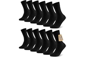 Libella 12 Paia Calzini Uomo Cotone medi Calze Estivi Uomo e Donna Calzini - Classiche Business Tempo Libero Uomo Calze Nere Traspirante e confortevole 2401