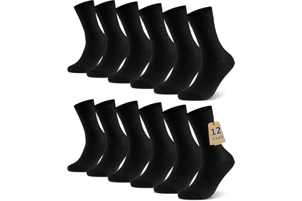 Libella Herrstrumpor, 12 par, svarta sömlösa bomullsstrumpor med komfortlinning, för jobb och vardag, klassiska unisex-strumpor, 12-pack, svart, blå och grå, olika storlekar