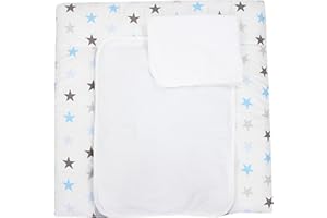 TupTam Tapis à Langer avec 2 Housses Éponge Bébé, étoiles Gris/Bleu, 75 x 80 cm