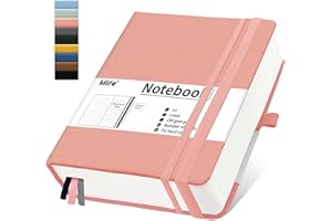 Mlife Quaderno a righe formato A4, 360 pagine numerate, carta spessa di alta qualità, 100 g/m², diari quotidiani per uomini, donne, scuola, ufficio e lavoro (Rosa)